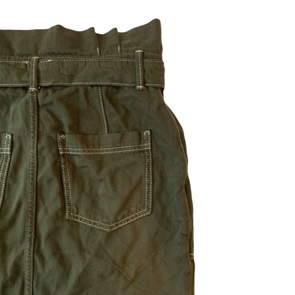 Free People  In The Grass Paper Waist Skirt Army Size 4 - Picture 8 of 14